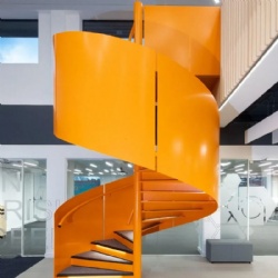 Colorful Residential Indoor Curved Staircase Custom Steel Spiral Stairs