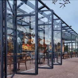 Fashionable Aluminium Bifold Door Double Tempered Glass Exterior Bi Folding Sliding Entry Doors Patio Bifold Door